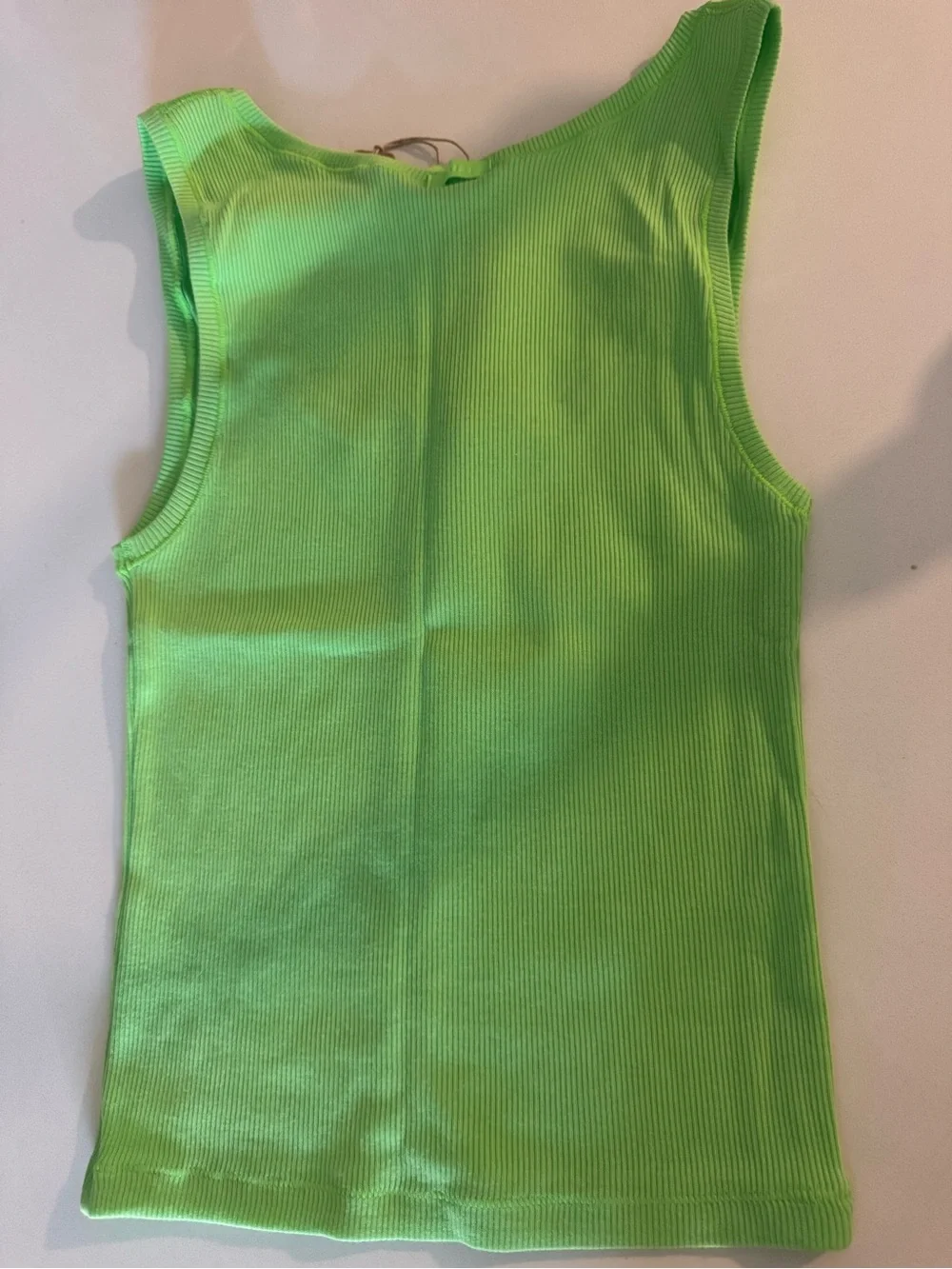 SKIMS Neon Green Cotton Ribbed Tank and Shorts Set - Picture 5 of 7